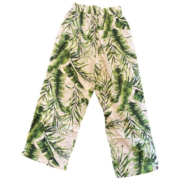 Panama Jack Linen Blend Pants Women’s Size S Wide Leg Tropical Pockets Green - Picture 5 of 10